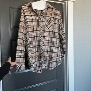 Flannel Plaid Button-Up Shirt